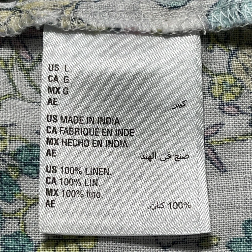 Linen Charter Club Luxury Floral Button Down Long Sleeve Top Blouse Womens - Picture 6 of 9